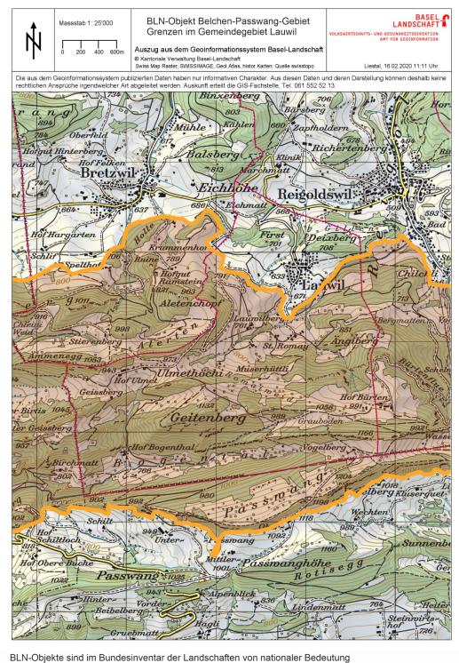 BLN Objekt Belchen-Passwang, die Grenzen in Lauwil