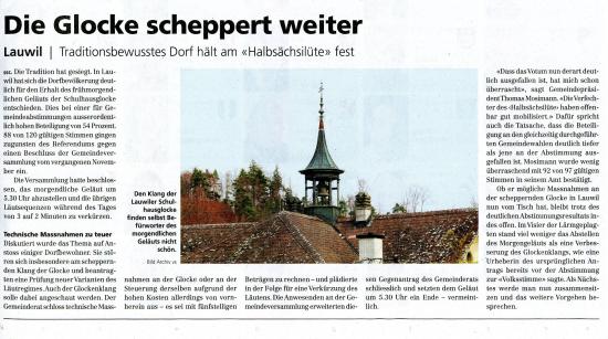 Bericht der Volksstimme zum Abstimmungsresultat vom 30.06.2020